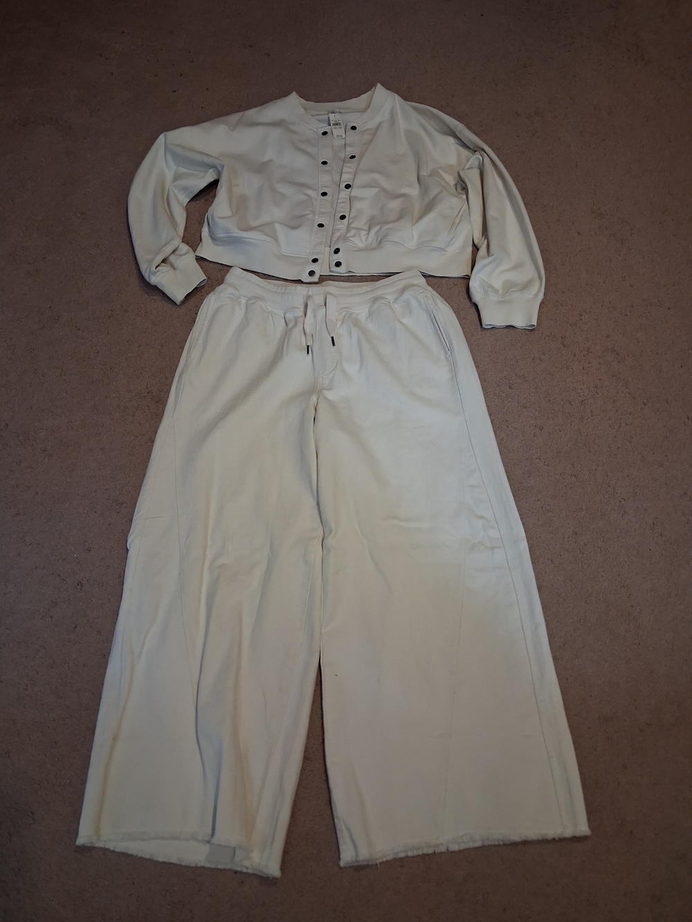 aerie Cream Wide-Leg Drawstring Pants